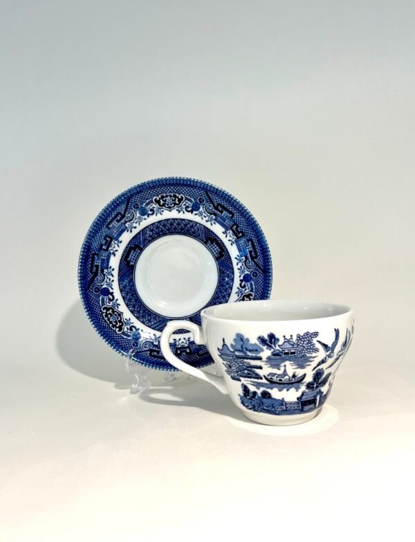 Churchill Blue Willow Teacup and Saucer