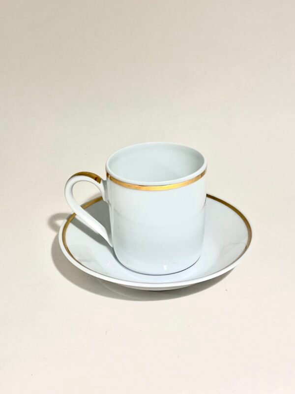 Hutschenreuther Bone China Coffee Cup and Saucer White and Gold Trim