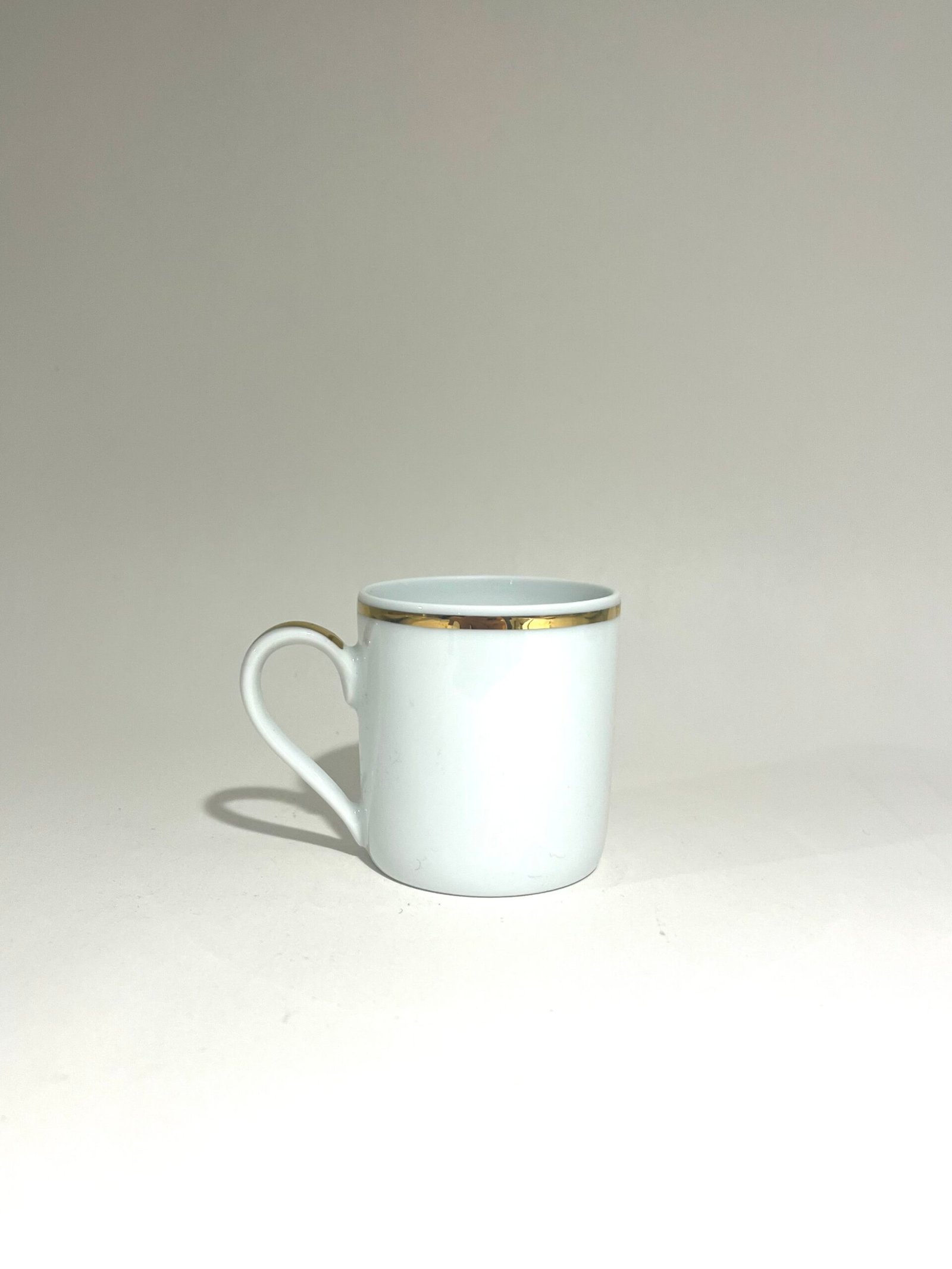 Hutschenreuther Bone China Coffee Cup White and Gold Trim