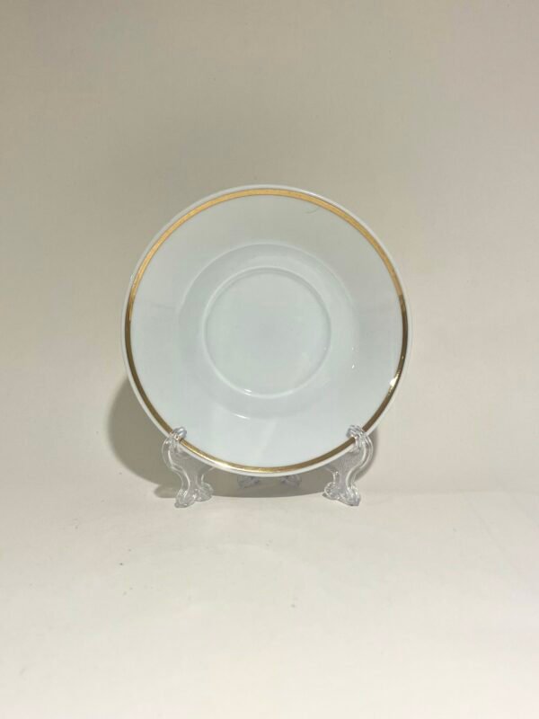 Hutschenreuther Bone China Coffee Saucer White and Gold Trim
