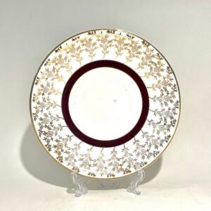 Crownford Burslem Porcelain Saucer Maroon and Gold