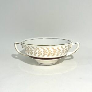 Crownford Burslem Porcelain Soup Bowl Maroon and Gold
