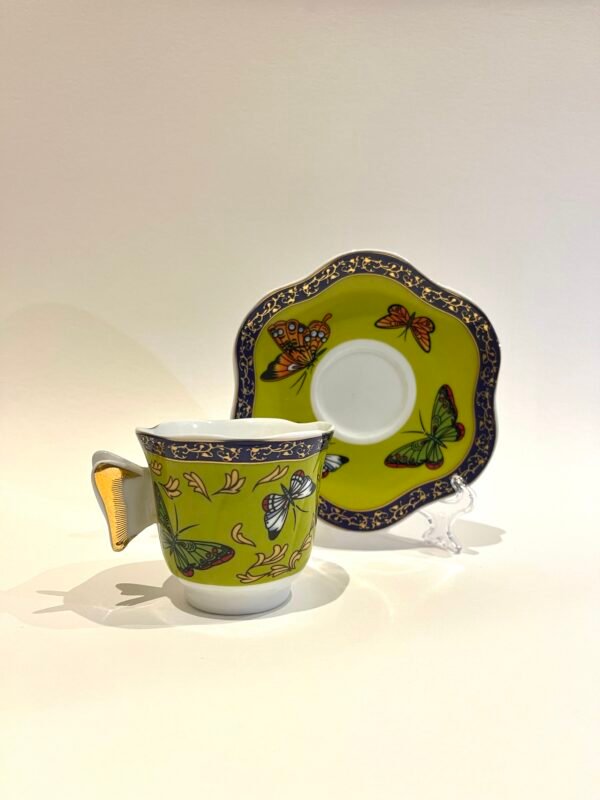 Schwarz & Bloomberg 24k Gold Trimmed Butterfly Espresso Cup and Saucer