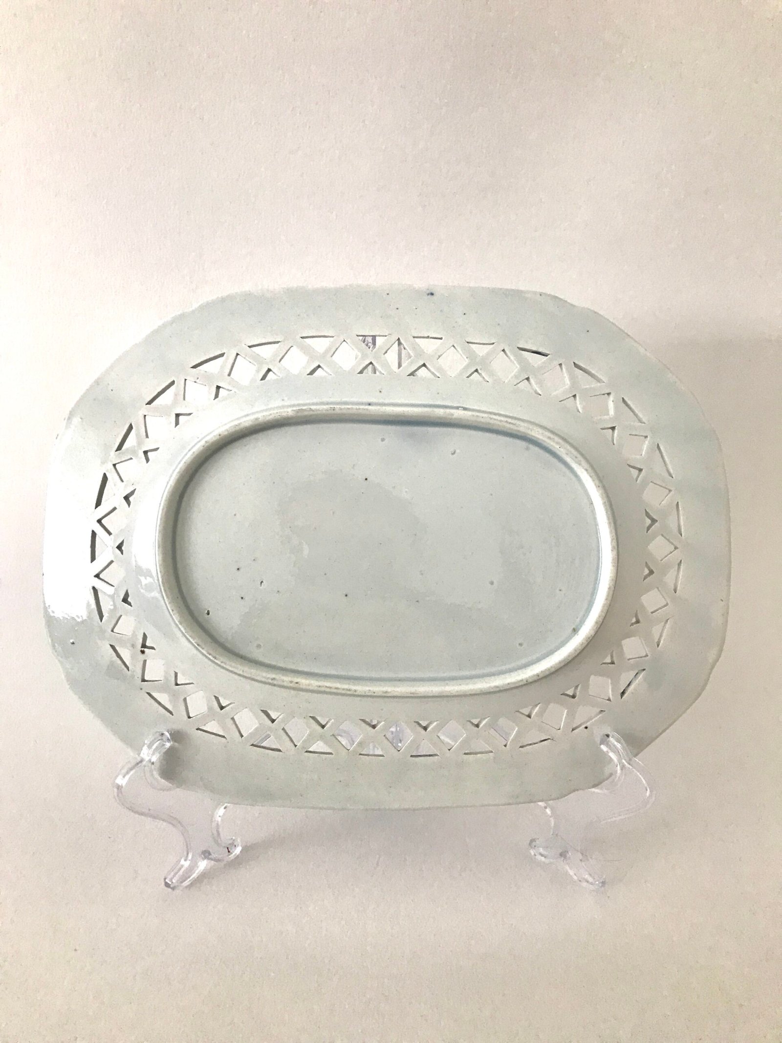 Antique Pearlware Chestnut Basket by Andrew Stevenson - Chinese Traders Pattern - Image 7