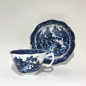 First Period Worcester Porcelain Temple Bowl and Cup