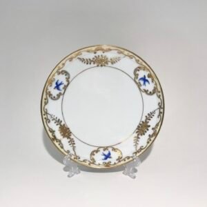 Antique Nippon Hand Painted Porcelain Plate - Blue Swallow & Gilt Pattern