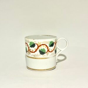 Antique Derby Porcelain Coffee Can Red & Green