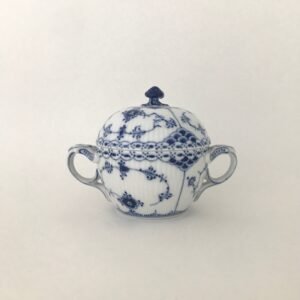 Royal Copenhagen Blue Fluted Half Lace Two-Handled Sugar Bowl with Lid